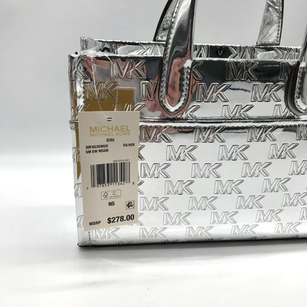 Michael Kors Silver Small East West Gigi Messenger Tote - Picture 11 of 12